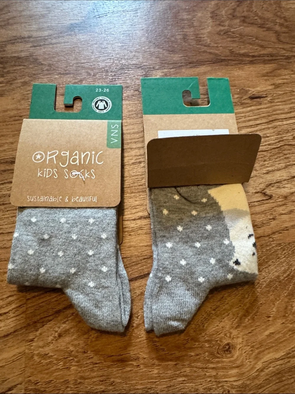 European Organic Cotton Kids Socks - Polar Bear 🐻‍❄️ and White Dots NWT